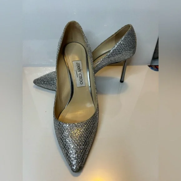 Jimmy Choo Silver Remy Heels - Picture 5 of 12